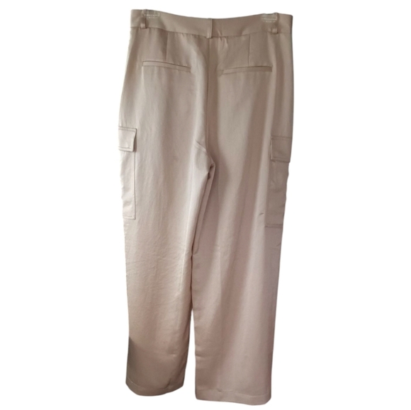 Madewell Satin High Rise Straight Cargo Trousers NWOT in Light Sand Beige 12 - Picture 7 of 9